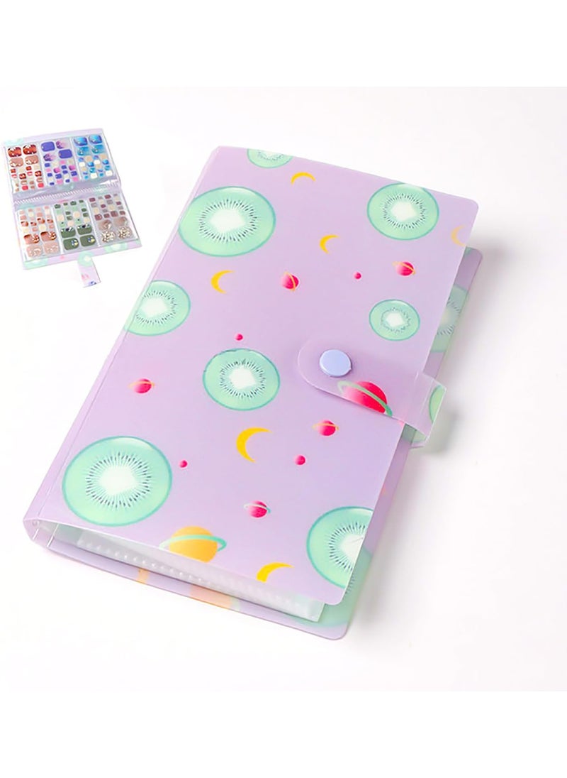 DANNEASY 120 Slots Collecting Album for Nail Polish Strips Full Nail Wraps Toenail Stickers Storage Empty Storage Binder Book Water Transfer Nail Decals Storage Book Tools Nail Accessories - Kiwifruit