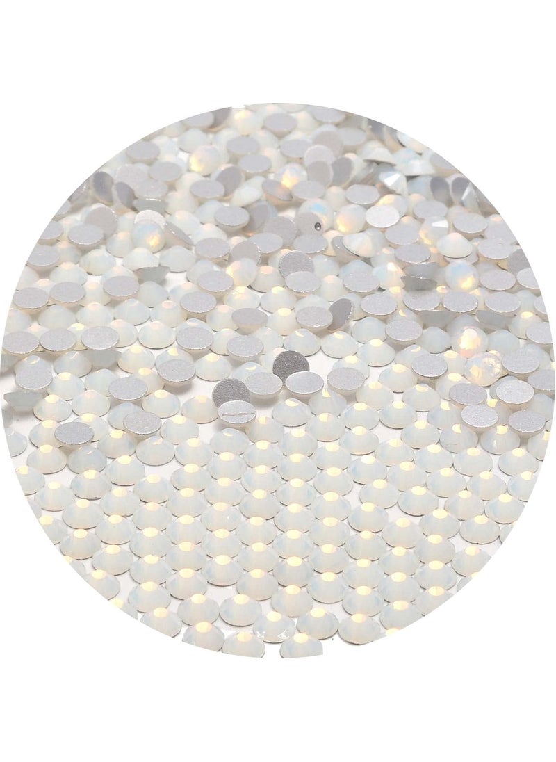 2000pcs Flatback Round Glass Nail Art Rhinestones Crystal for DIY Making Accessories Shoes, Clothes, Face Art, Bags, Manicure (White Opal, SS10 2000pcs)