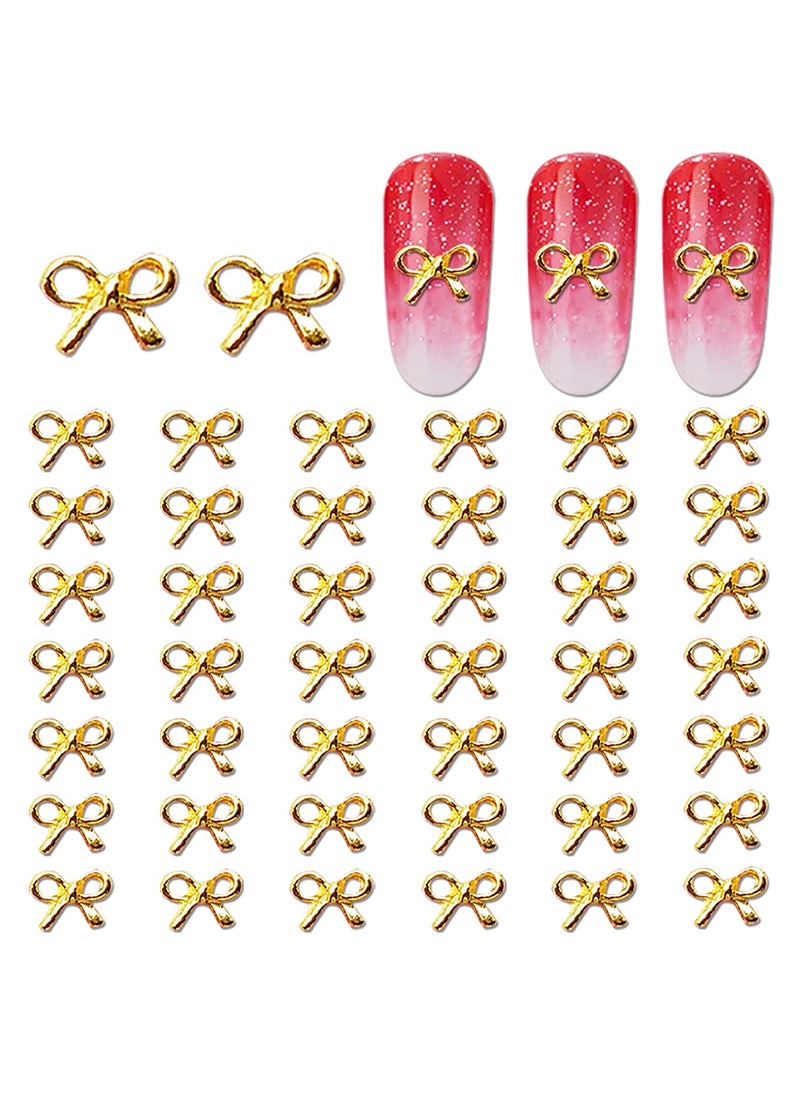 WOKOTO 100Pcs Bows 3D Nail Charms for Nails Gold Nail Charms for Nail Art 3D Nail Studs Nail Accessories for Nail Art Bowties Nail 3D Charms Nail Jewelry for Acrylic Nails Decorations Designs