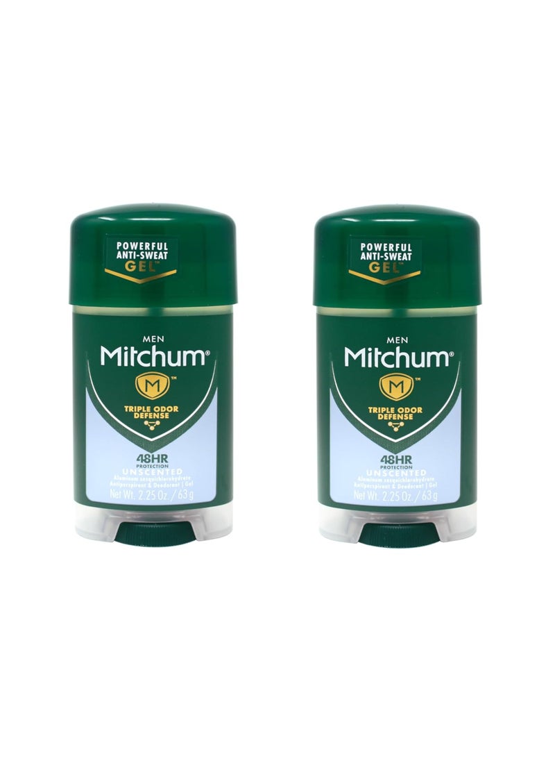 Mitchum Deodorant Mens Gel Unscented 2.25oz (2 Pack)