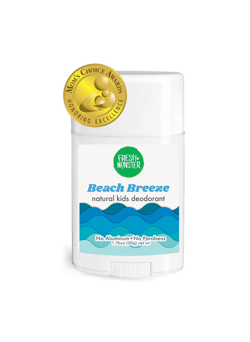 Fresh Monster Natural Deodorant for Kids and Teens I Aluminum-Free, Paraben-Free and Hypoallergenic I Dermatologist Tested I 24-Hour Protection I Beach Breeze Scent I 1.76 oz I 1 Count