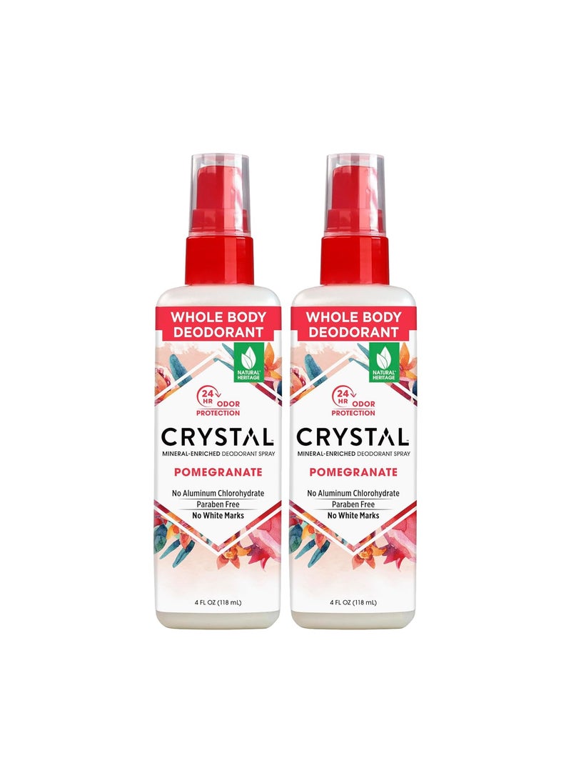 Crystal Mineral Deodorant Spray, Pomegranate, 4.0 oz, Pack of 2