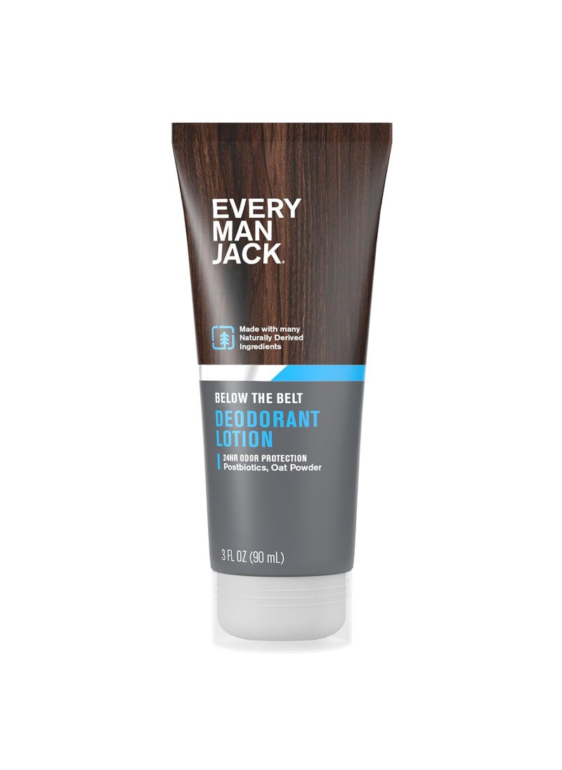 Every Man Jack Mens Ball Deodorant Lotion - Aluminum Free Odor & Wetness Protection - Made w/ Naturally Derived Ingredients like Postbiotics & Arrowroot Powder - Unscented - 3 Fl Oz (1 Pack)