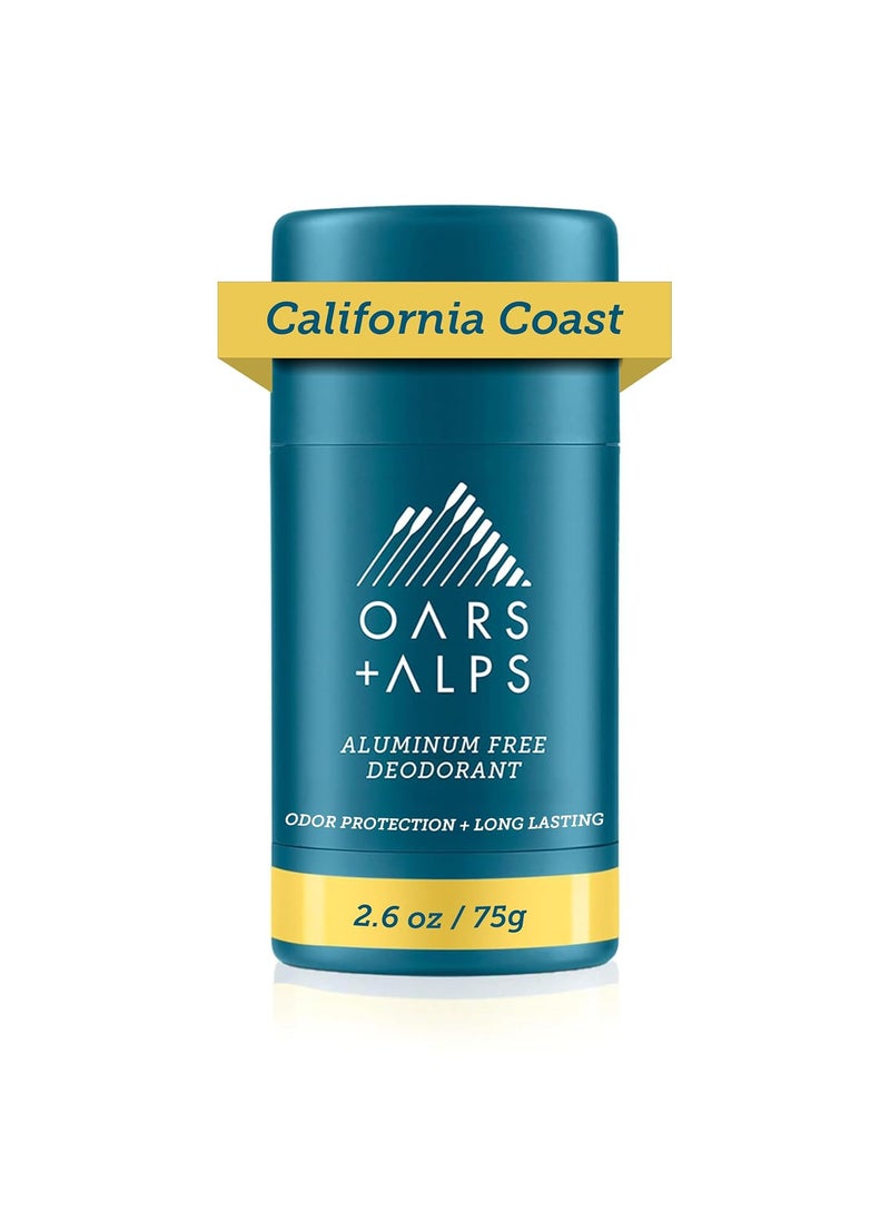 Oars + Alps Aluminum Free Deodorant for Men and Women, Dermatologist Tested and Made with Clean Ingredients, Travel Size, California Coast, 1 Pack, 2.6 Oz