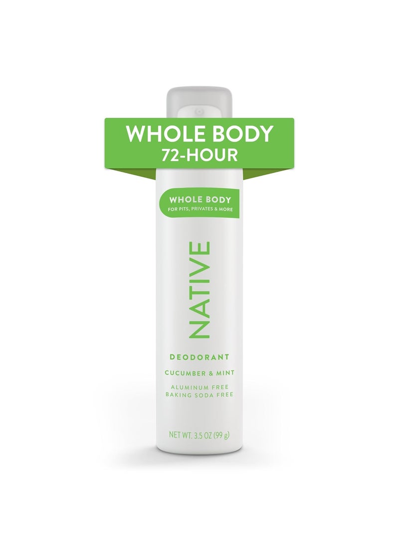 Native Whole Body Deodorant Spray Contains Naturally Derived Ingredients, Deodorant for Women & Men | 72 Hour Odor Protection, Aluminum Free with Coconut Oil and Shea Butter | Cucumber & Mint