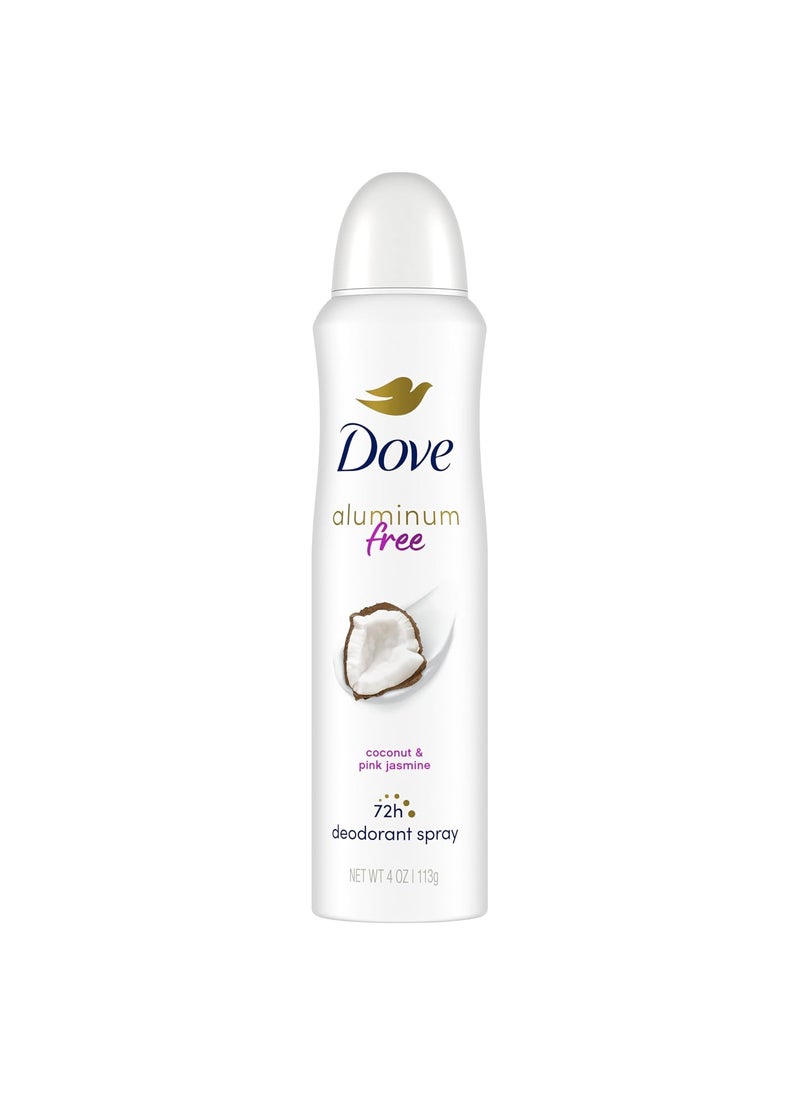 Dove 0% Aluminum Deodorant Spray Coconut & Pink Jasmine For 48 Hour Protection Aluminum Free Deodorant 4 oz