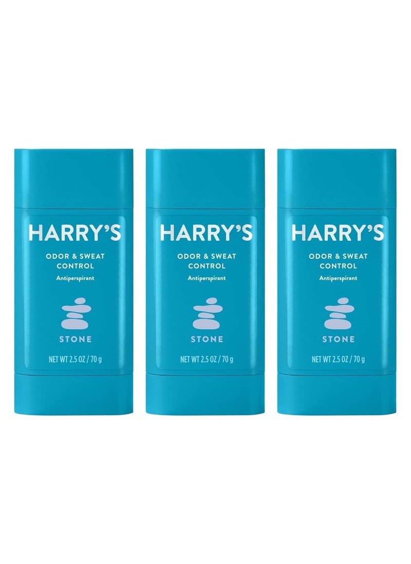 Harry's Mens Deodorant Antiperspirant, Odor & Sweat Control Antiperspirant for Men - Stone Scent, 3 Count