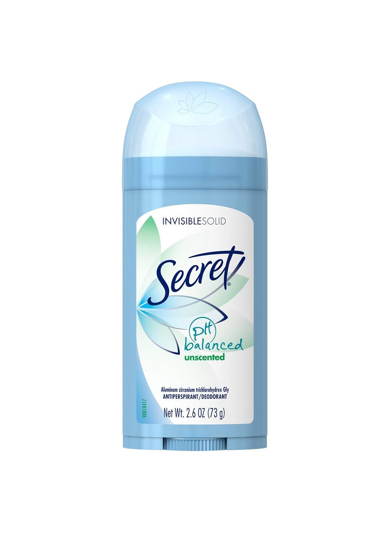 Secret Original Unscented Women's Invisible Solid pH Balanced Antiperspirant and Deodorant, 2.6 Ounce