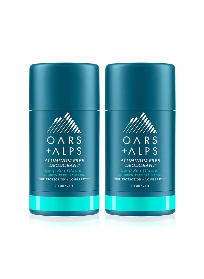 Oars + Alps Aluminum Free Deodorant for Men and Women, Easter Basket Stuffer, Dermatologist Tested and for Sensitive Skin, Vegan, Deep Sea Glacier, 2 Pack, 2.6 Oz Each