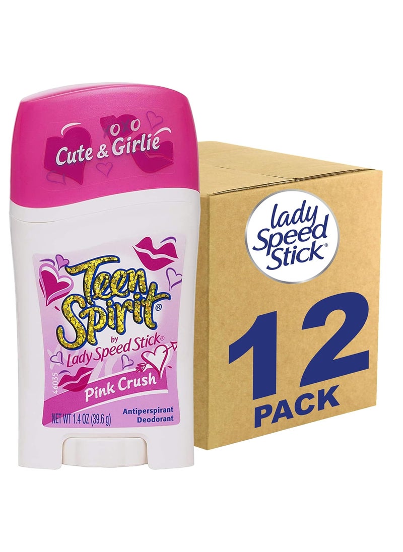 Teen Spirit,Lady Speed Stick Pink Crush Antiperspirant Deodorant Stick, 1.4 Oz (12 Pack)