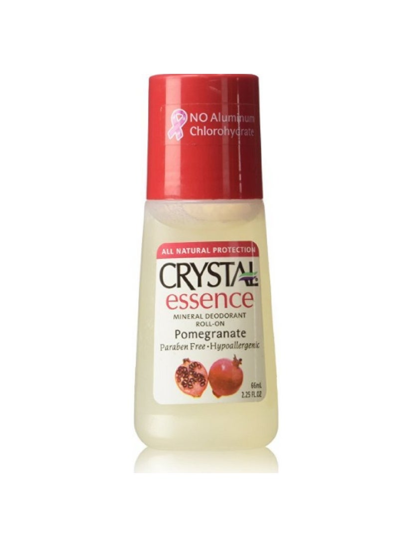 Crystal Essence Mineral Deodorant Roll-On, Pomegranate 2.25 oz ( Pack of 4)