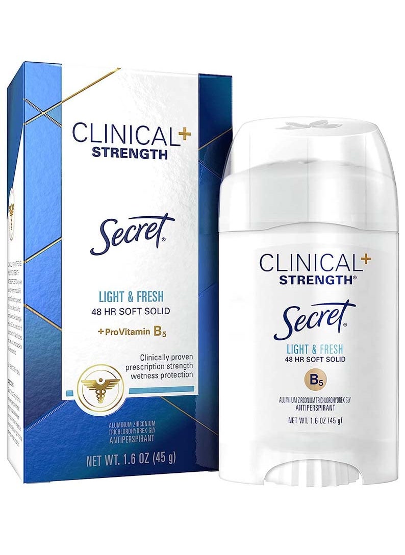 Secret Clinical Strength Anti-Perspirant Deodorant Soft Solid, Light & Fresh Scent 1.60 oz (Pack of 3)
