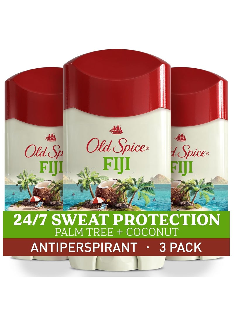 Old Spice Dry Feel Antiperspirant Deodorant for Men, 24/7 Freshness, 24/7 Sweat & Odor Protection, Gentle on Skin with Skin Conditioners, Fiji with Palm Tree + Coconut Scent, 2.6 oz (Pack of 3)