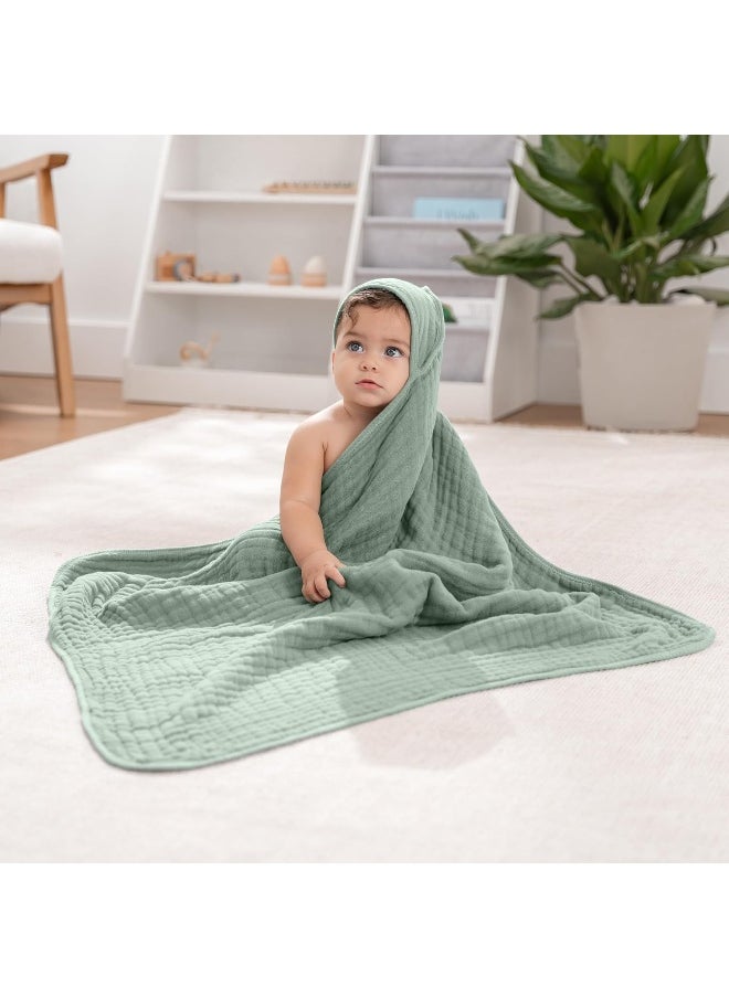 Comfy Cubs 2 Pack Baby Hooded 9 Layer Muslin Cotton Towel for Kids, Large 81 X 81 cm, Ultra Soft, Warm, and Absorbent. Baby Essentials Bath Towels, Cute Unisex Cover for Girls and Boys