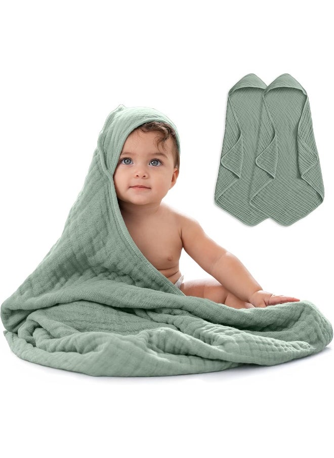 Comfy Cubs 2 Pack Baby Hooded 9 Layer Muslin Cotton Towel for Kids, Large 81 X 81 cm, Ultra Soft, Warm, and Absorbent. Baby Essentials Bath Towels, Cute Unisex Cover for Girls and Boys