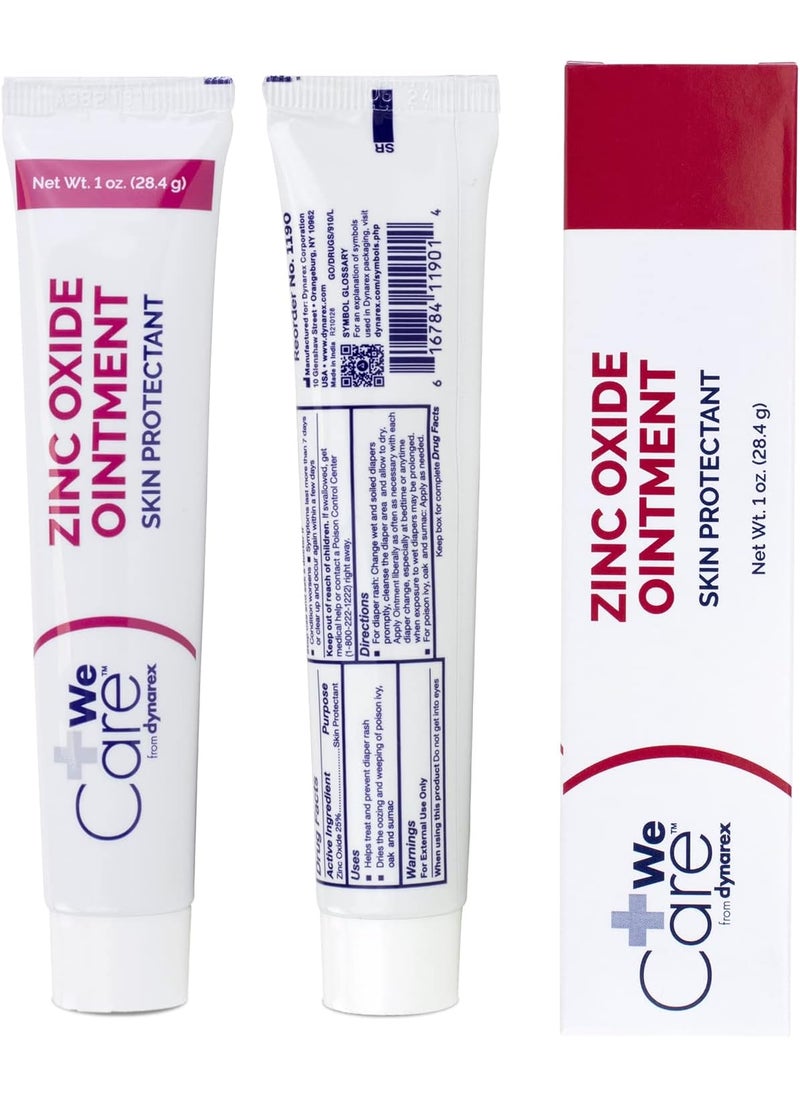 Dynarex Zinc Oxide Ointment, Protective Skin Barrier Ointment, Soothes, Prevents, and Relieves Diaper Rash, Chaffed Skin, and Irritation, White, 1 Count - 1 oz. Tube of Ointment