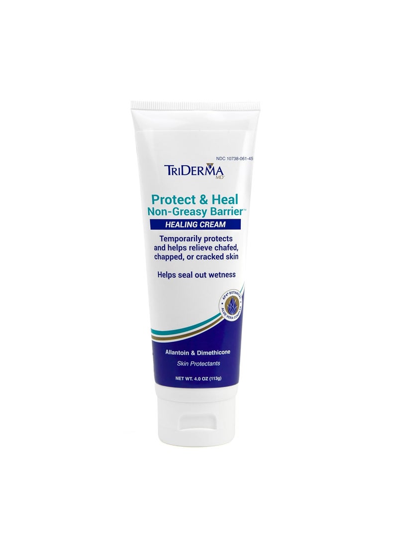 TriDerma Protect & Heal Non-Greasy Moisture Barrier Skin Protectant Incontinence Cream for Adult Diaper Rash, Chafing, Redness, Sensitive Skin with Dimethicone, Aloe Vera, FSA Eligible 4 oz