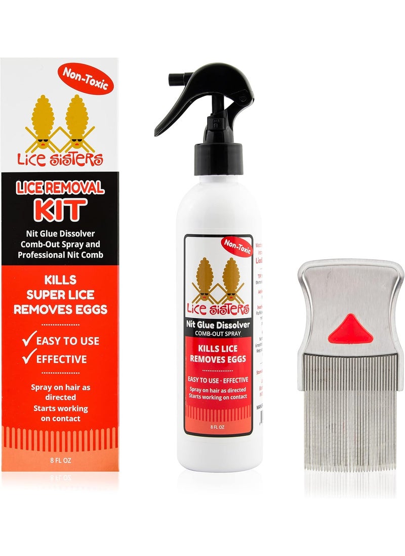 Head Lice Treatment Kit for Kids with Lice Comb - Natural Non-Toxic Lice Spray Treatment Kit for Families, Kills Nits and Eggs on Contact, 8 oz.