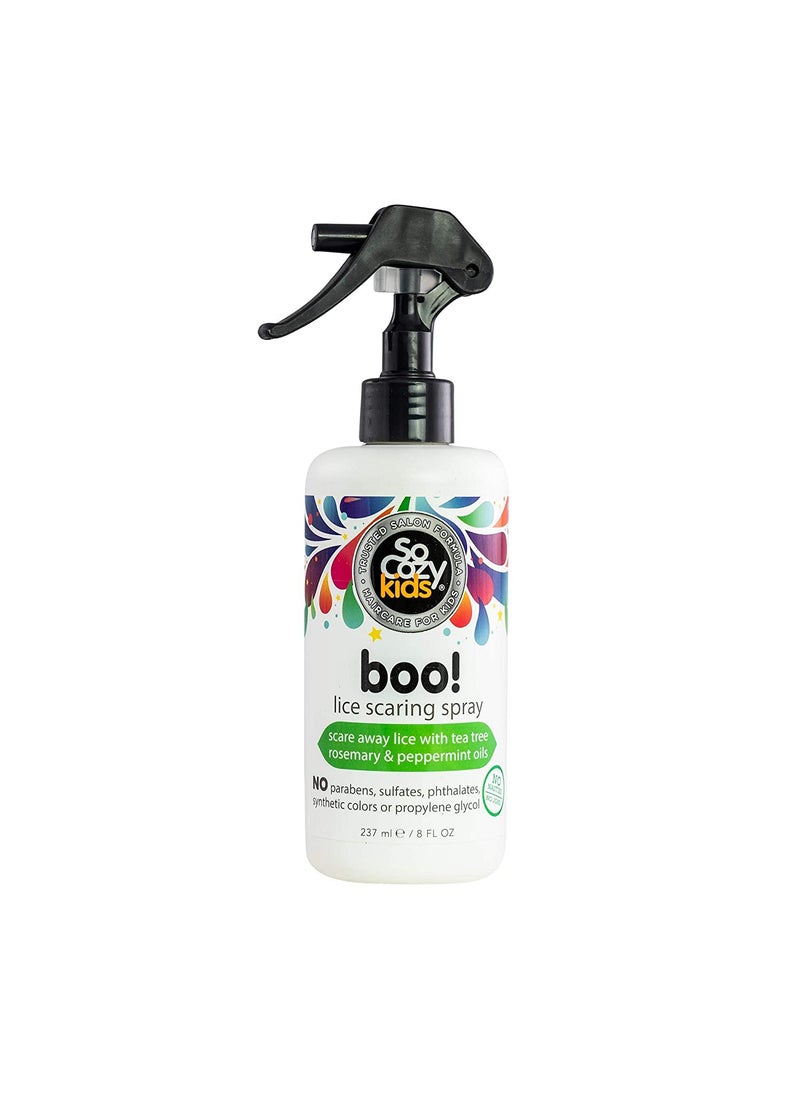 SoCozy Boo Lice Scaring Spray For Kids Hair, Effective Lice Treatment (8 Fl Oz) Clinically Proven to Repel Lice, Conditioning Spray with Tea Tree Oil, Rosemary Oil & Keratin, Paraben & Sulfate Free