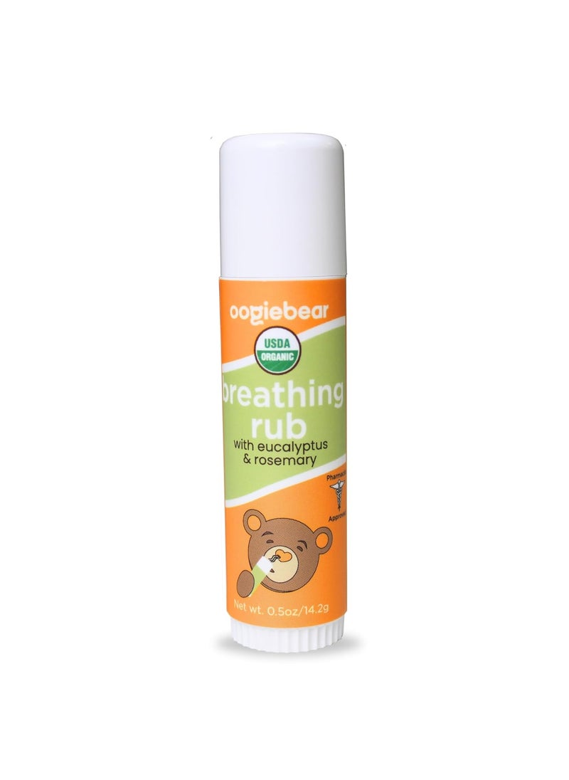 oogiebear Baby Breathing Rub, Made with Naturally Soothing Eucalyptus & Rosemary, USDA Organic Safe for Babies 3 Months & Older, 0.5 Oz Balm