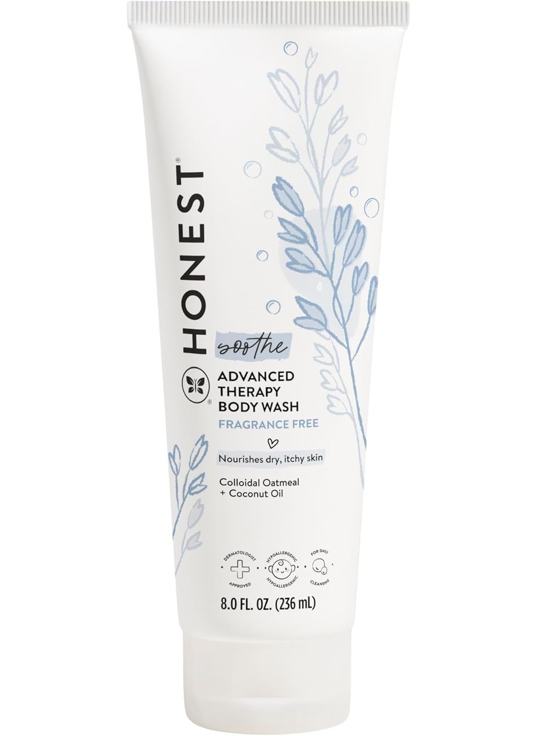 The Honest Company Eczema Soothing Therapy Cleansing Body Wash | Naturally Derived, Gentle for Baby | Prebiotics, Colloidal Oatmeal | 8 oz
