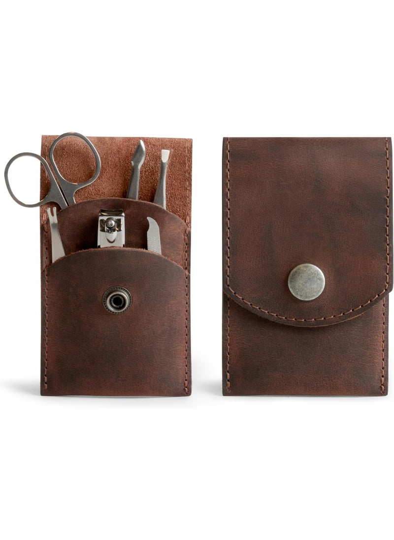 Hide & Drink, Double Nail Clipper Case, Beauty & Personal Care, Commuter and Nomad, Grooming Case, Home & Travel Essentials, Manicure Kit Storage, Full Grain Leather, Handmade, Bourbon Brown