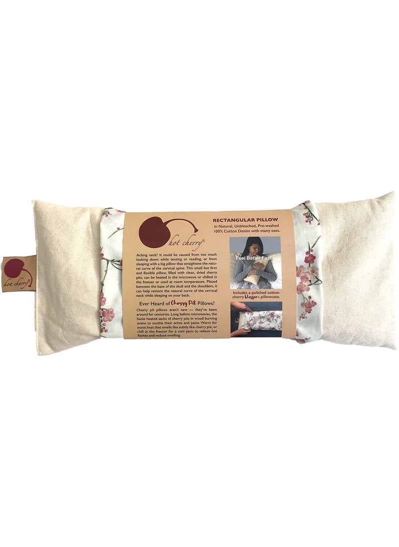 Hot Cherry Cervical/Rectangular Cherry Pit Pillow (Natural Denim/Blossom Case)