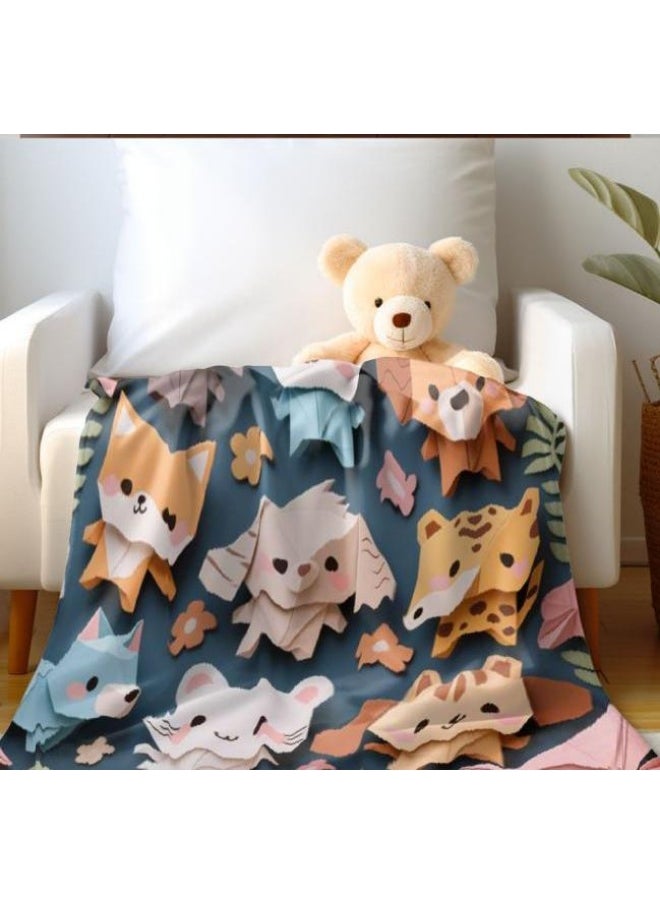 Children's or student cartoon flannel thin blanket (warm and comfortable, suitable for sleep, games) 100cm*150cm - 1061