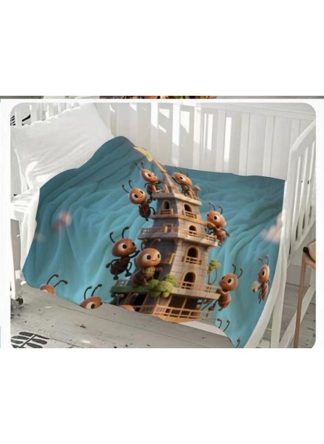 Children's or student cartoon flannel thin blanket (warm and comfortable, suitable for sleep, games) 100cm*150cm - 83