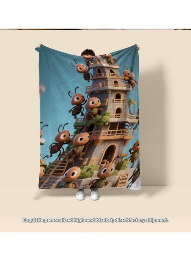 Children's or student cartoon flannel thin blanket (warm and comfortable, suitable for sleep, games) 100cm*150cm - 83