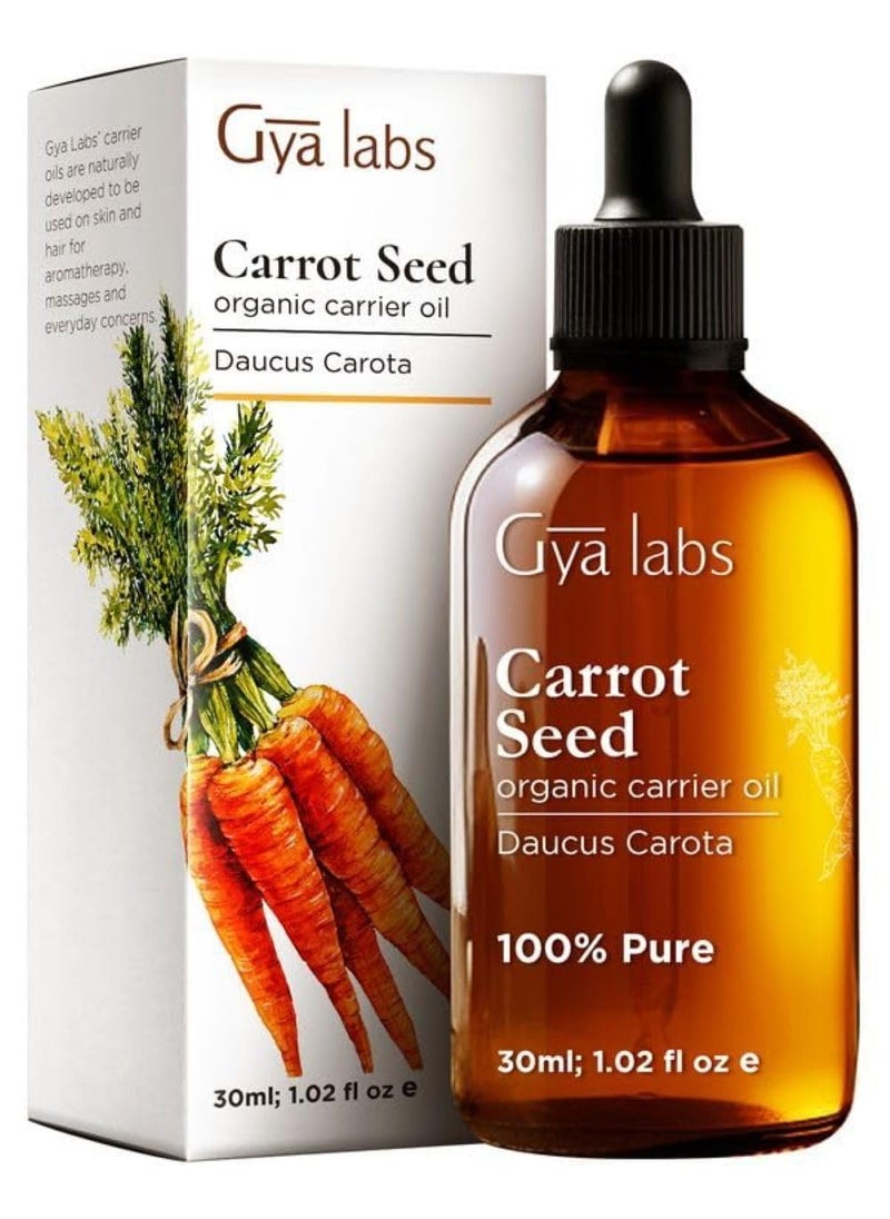 Gya Labs Organic Carrot Seed Oil for Hair & Skin - 100% Pure Natural Unrefined Carrot Carrier Oil for Face and Lip Care, Scalp & Body Massage (1 Fl Oz)