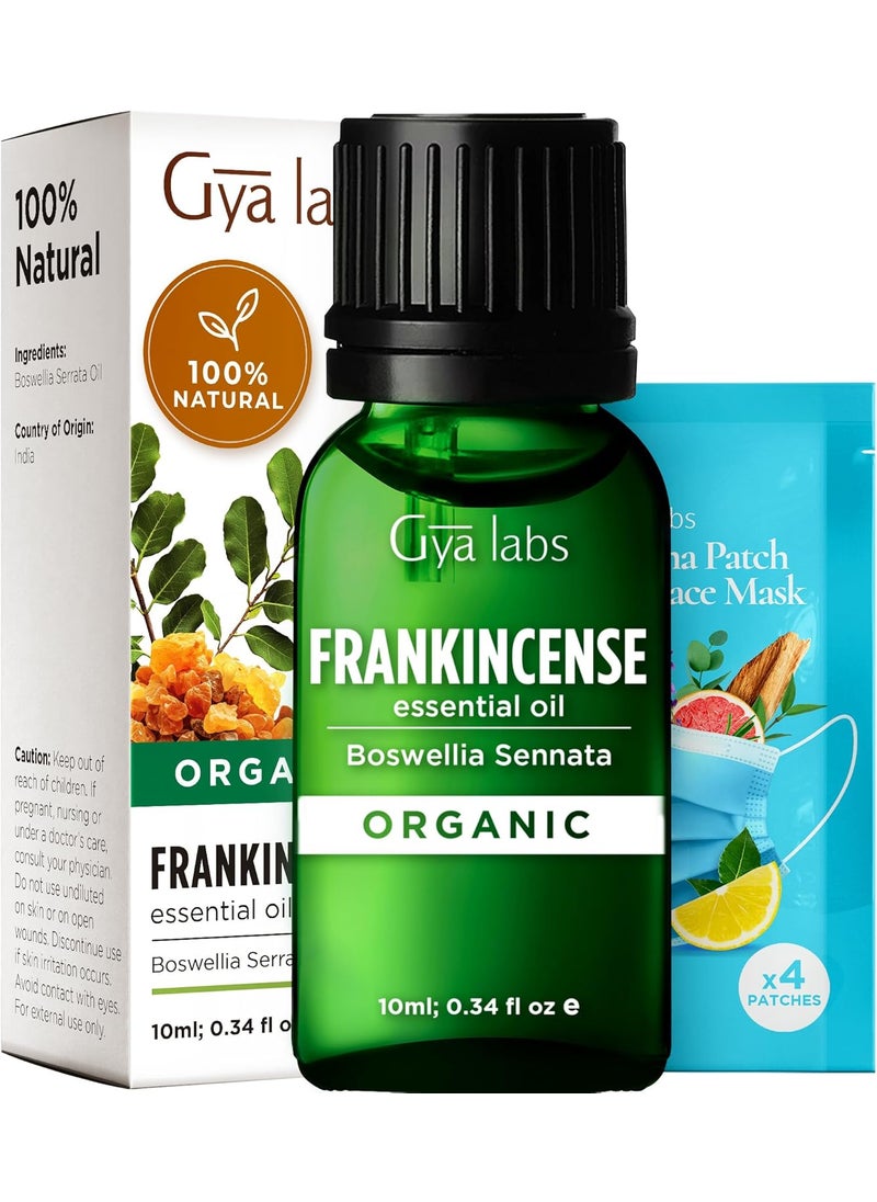 Gya Labs Organic Frankincense Essential Oil for Skin - 100% Pure Natural Organic Frankincense Oil for Face, Body Comfort & Diffuser, Natural Aromatherapy for Calming & Relaxing (0.34 Fl Oz)
