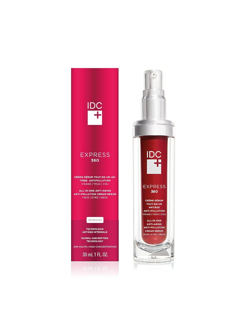 IDC Dermo Express 360 Cream with REGEN(16) Technology | All-in-One Moisturizer for Face, Eyes, & Neck | With Hyaluronic Acid and Antioxidants | All Skin Types | 1 fl. oz