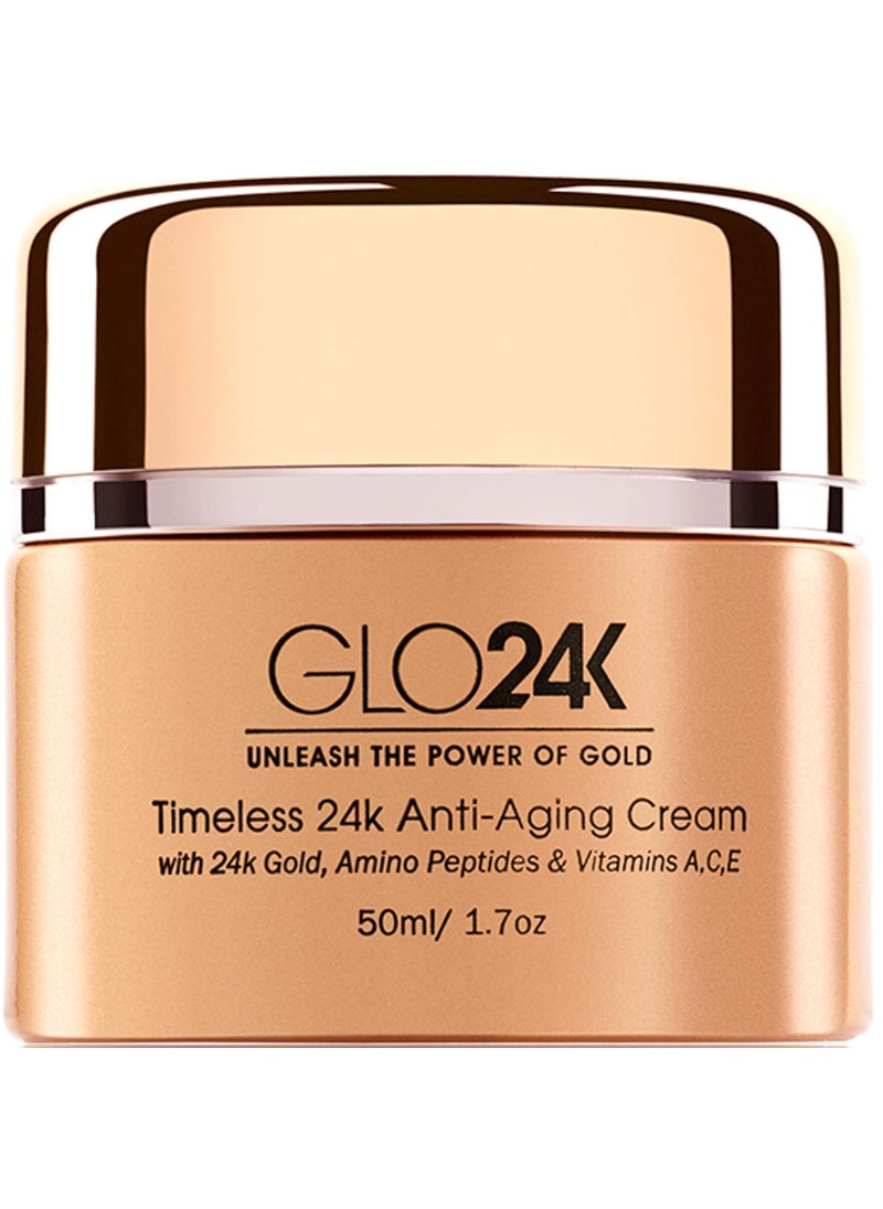 GLO24K Timeless Anti-Aging Cream with 24k Gold, Potent Peptides, and Vitamins A,C,E and Retinol