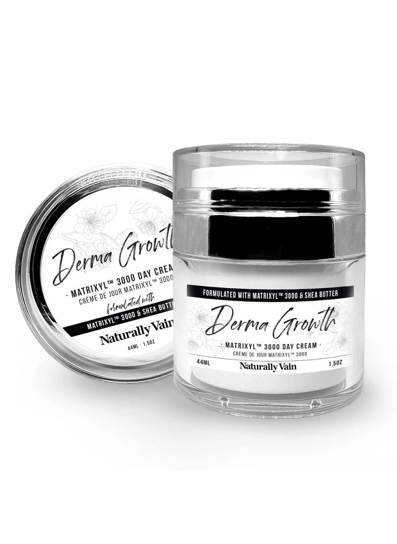 Derma Growth - Matrixyl 3000 Facial Day Cream, Handmade, Natural Ingredients, Vitamin E, Shea Butter, Mature Skin, Anti-Aging Face Cream, Lifting, Firming, 1.5 oz