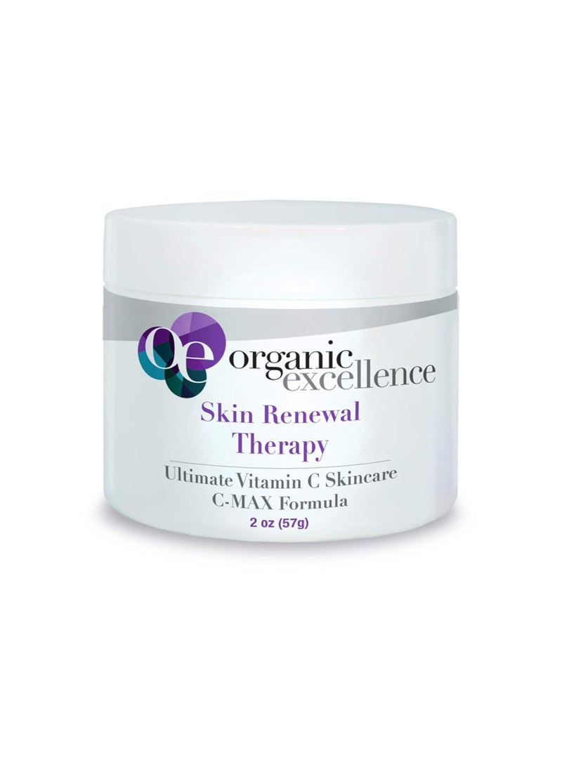Organic Excellence Skin Renewal Therapy, Vitamin C Face & Neck Cream, Moisturizer to Stimulate Collagen Production and Increase Skin Cell Renewal, Organic Natural Non-Toxic Cruelty-Free 2 oz (57g)