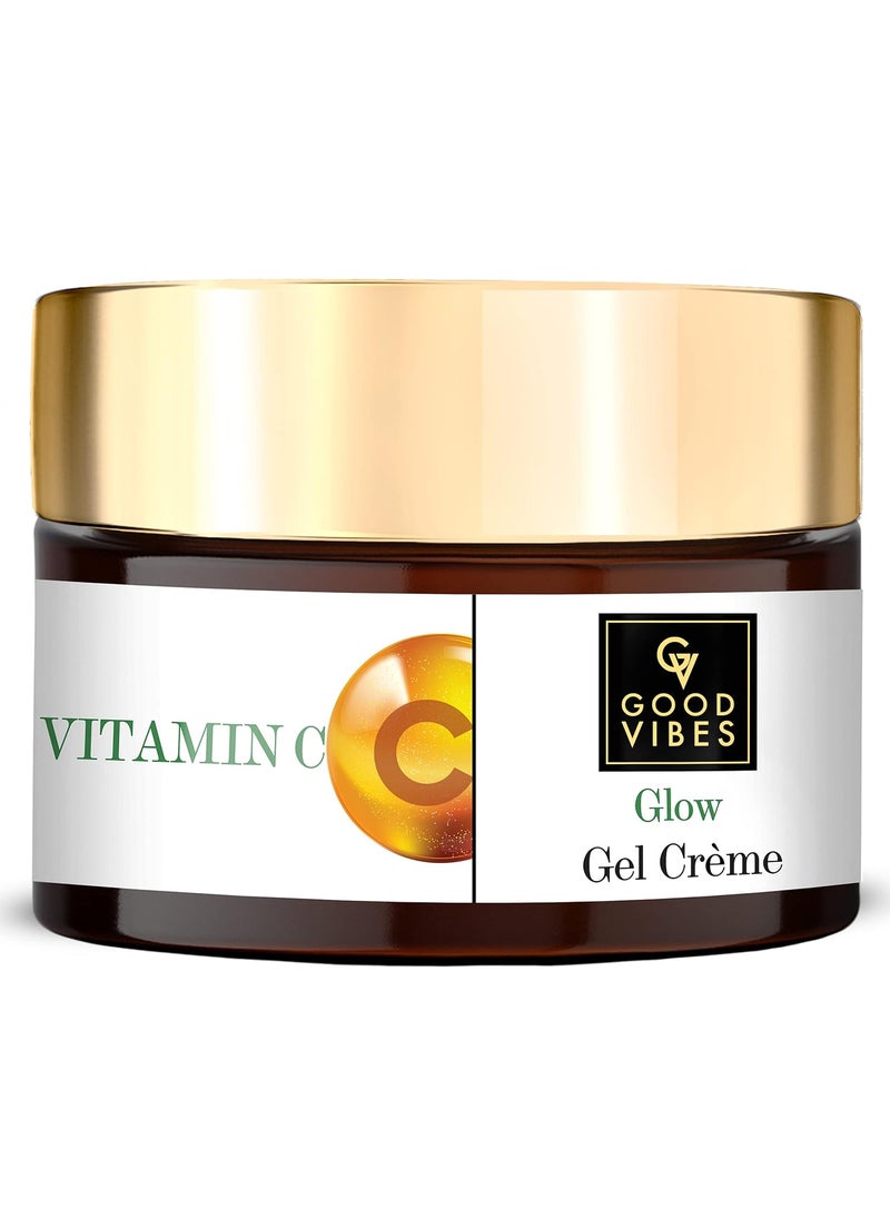 Good Vibes Vitamin C Glow Gel Cream | Anti-Aging Face Moisturizer | Reduce Spot | Gives Oil-Free Glow | No Parabens & Sulphate | 1.76 Oz/50g