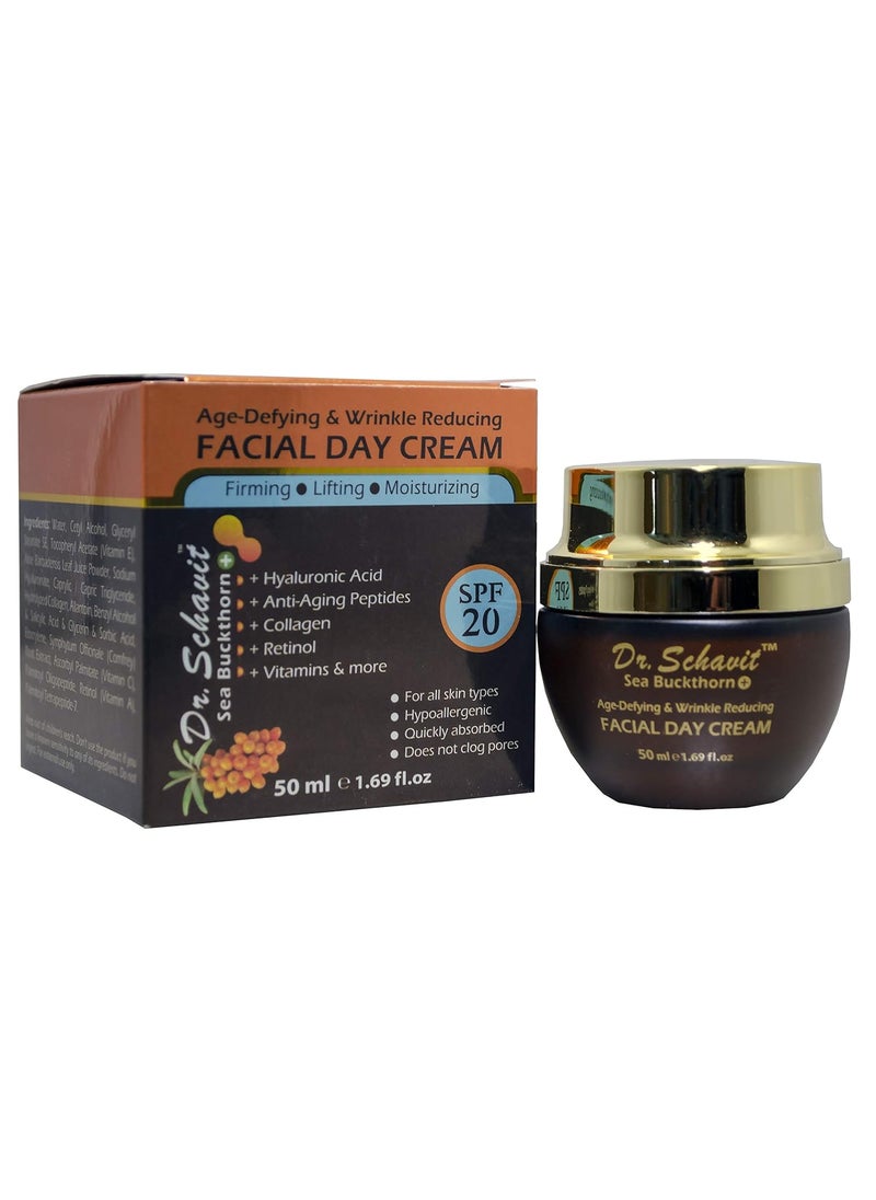 Sea Buckthorn+ Age-Defying & Wrinkle Reducing Day Cream - Collagen Retinol Anti Wrinkle Face Cream SPF 20 - Wrinkle Repair Day Cream Moisturizer Protects and Hydrates Skin 1.7 oz