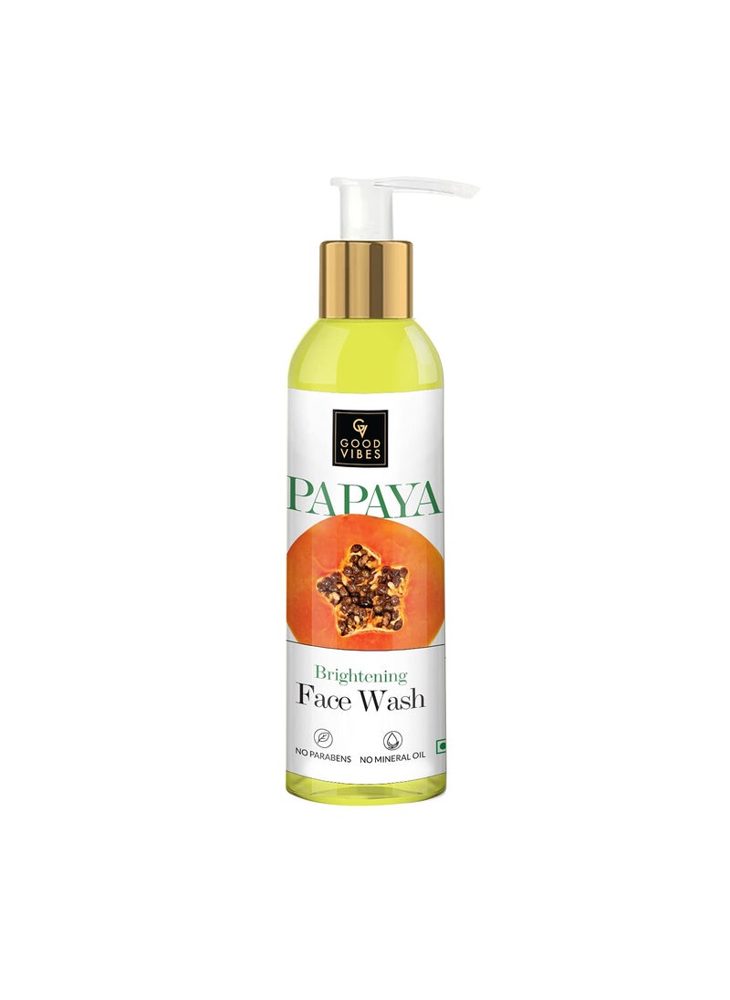 Good Vibes Papaya Face Wash | Nourishing & Gentle Oil Control Facial Cleanser | Blackheads & Pore Cleansing with No Parabens & Mineral Oil | 6.76 Fl Oz/200ml
