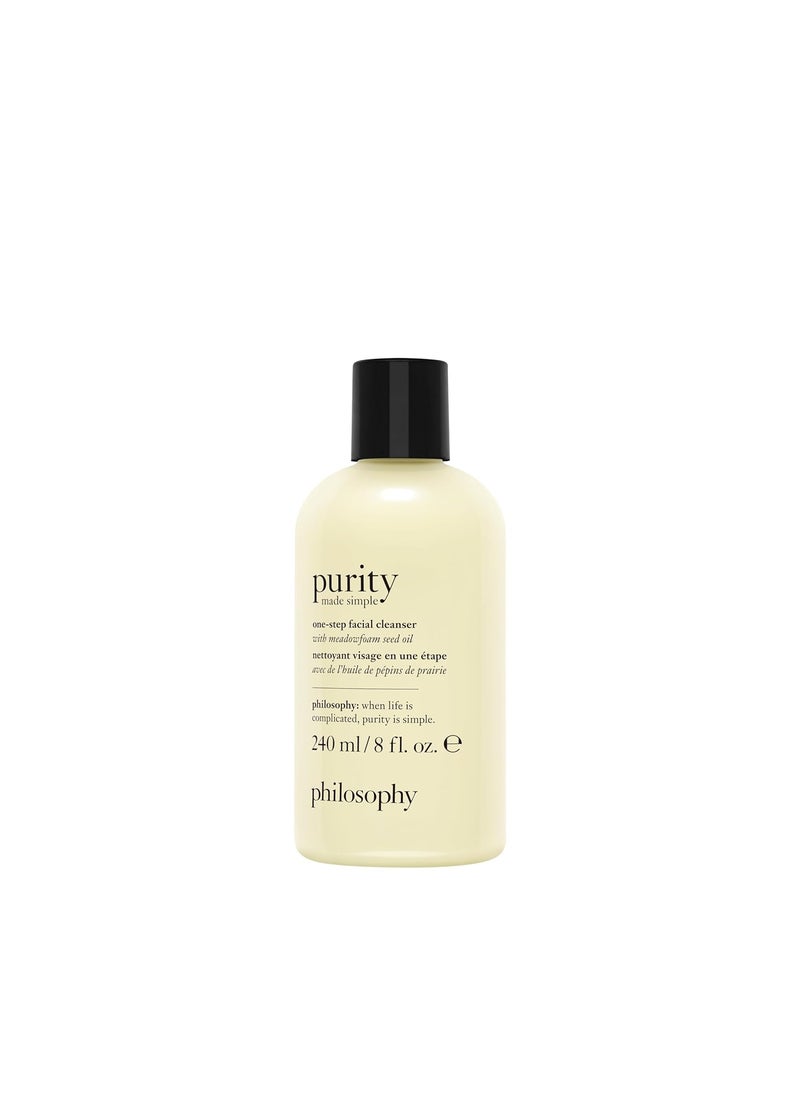 philosophy purity made simple one-step facial cleanser- with meadowfoam seed oil gently cleanses & melts away dirt, oil & stubborn makeup paraben-free face wash