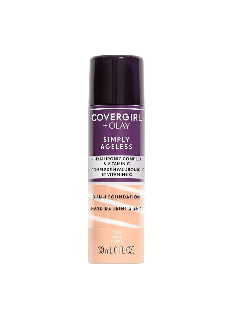 COVERGIRL+Olay Simply Ageless 3-in-1 Liquid Foundation Ivory, 1 Ounce (packaging may vary)