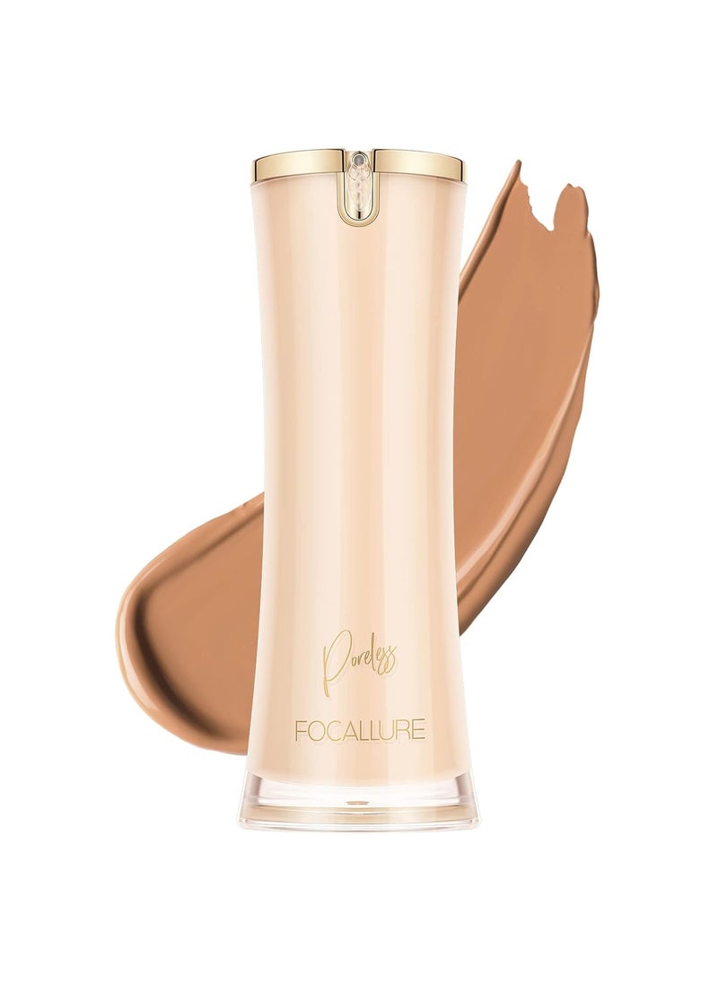FOCALLURE PerfectBase Lasting Poreless Liquid Foundation, Medium to Full Coversage with Matte Finish, Covers Blemishes & Under-Eye Circles for All Skin Types, WP21 CASHEW