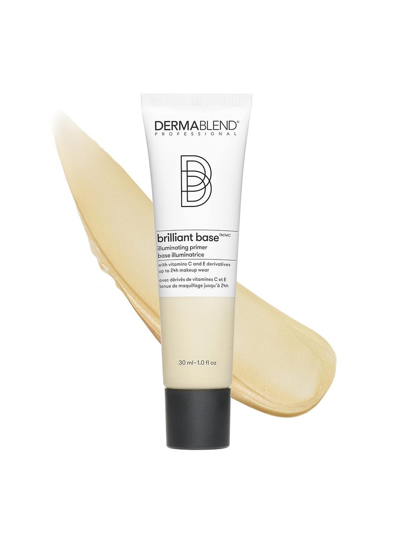 Dermablend Brilliant Base Illuminating Primer Face Makeup - Formulated with Niacinamide, Shea Butter, and Glycerin, Enriched with Vitamin C and E Derivatives, Provides Long Lasting Radiance, 1 Fl Oz