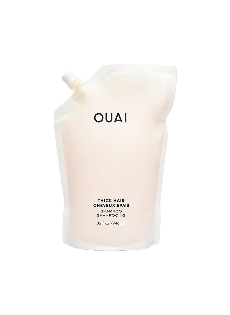 OUAI Thick Shampoo Refill - Moisturizing Shampoo with Keratin, Marshmallow Root, Shea Butter & Avocado Oil for Thick Hair - Strengthens & Hydrates - Paraben, Phthalate, Sulfate Free Shampoo (32 Fl Oz)