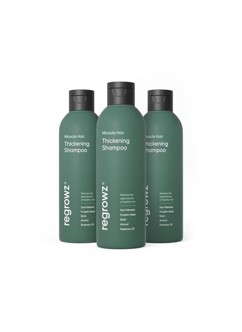 Regrowz Hair Thickening Shampoo for Natural Hair Growth - 7.9oz - Pack of 3 - Hair Growth Treatment for Men & Women for Thinning & Dry - DHT Blocker - Infused with Biotin & Rosemary Oil