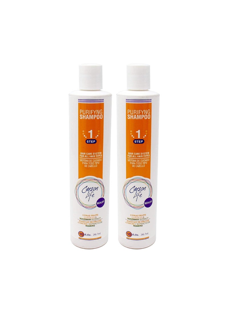 Carson Life Purifying Shampoo 2 Pack For All Hair Types - 20 Oz - Made with Fruits and Herbs Extracts - Energize and Stimulate hair - Helps Prevent Hair Loss and Dandruff - Made In The USA
