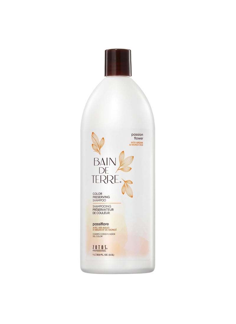 Bain de Terre Passion Flower Color Preserving Shampoo, for Vibrant Color & Protection from Fading, with Argan & Monoi Oils, Paraben-free, Vegan