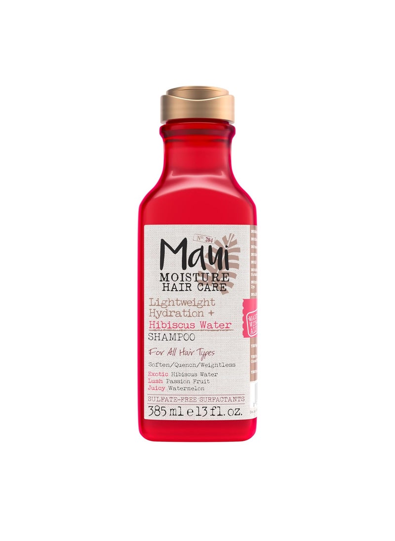 Maui Moisture Lightweight Hydration + Hibiscus Water Shampoo, Moisturizing Aloe Vera Shampoo Softens Curly Hair, Vegan & Sulfate-Free Surfactants, 13 Fl Oz