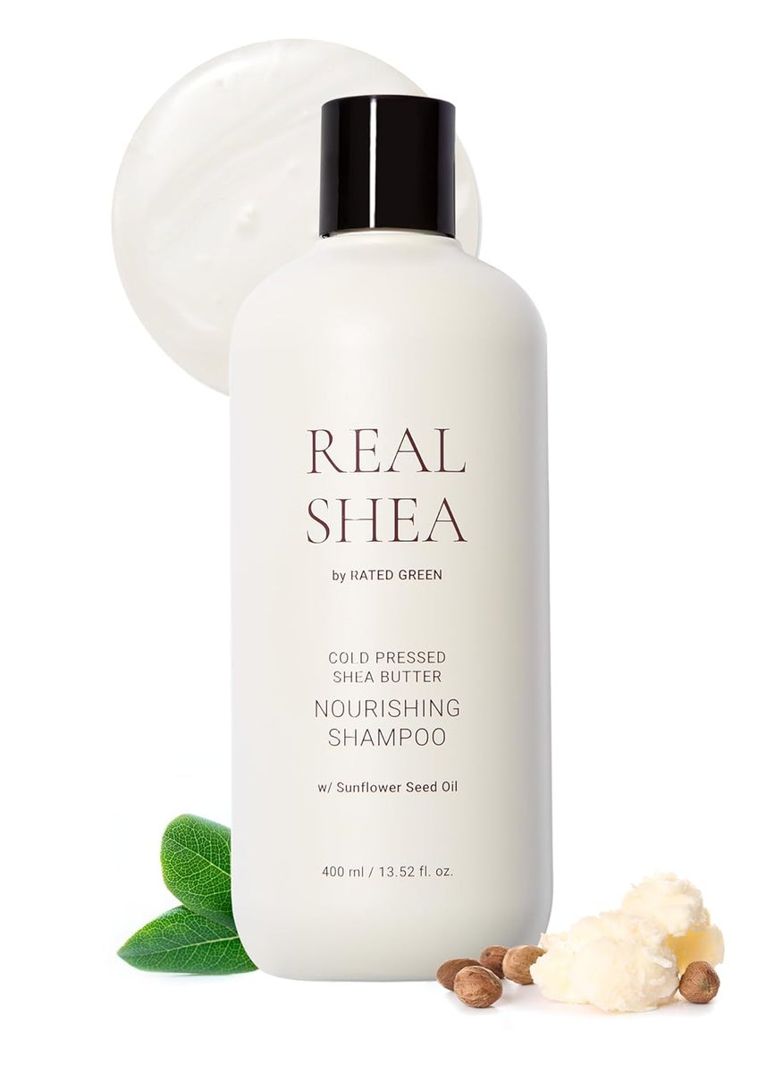 RATED GREEN REAL SHEA Nourishing Shampoo | Sunflower Oil-Infused Moisturizing Shampoo for Dry Damaged Hair | Preservative & Chemical Free Shampoo | Moist-Boosting Dry Hair Shampoo 13.52 Fl Oz