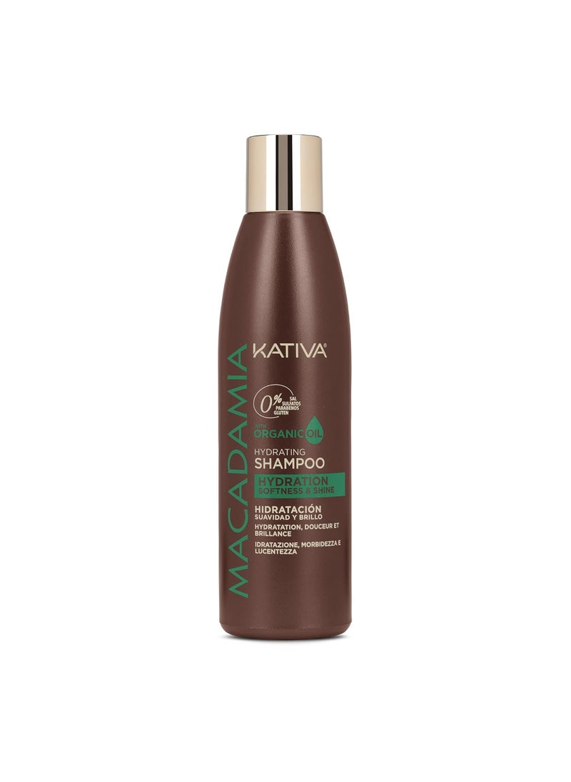 KATIVA Macadamia Hydrating Shampoo, 8.45 Fl Oz, Moisturizes and Strengthens Dry Hair with Organic Macadamia Oil, Sulfate, Gluten, Paraben, and Salt Free